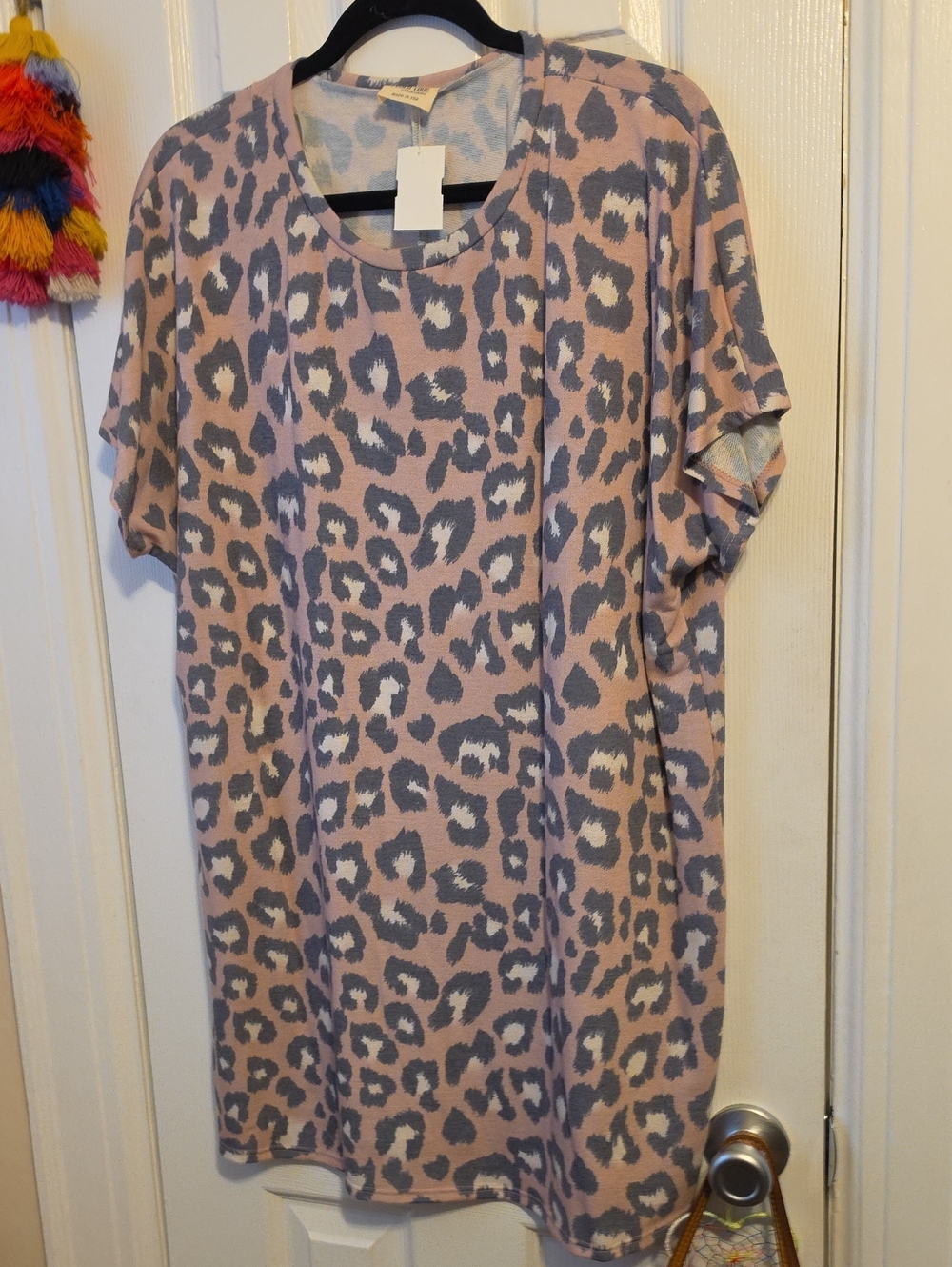 NWT Leopard Print Pink Short Sleeve Dress